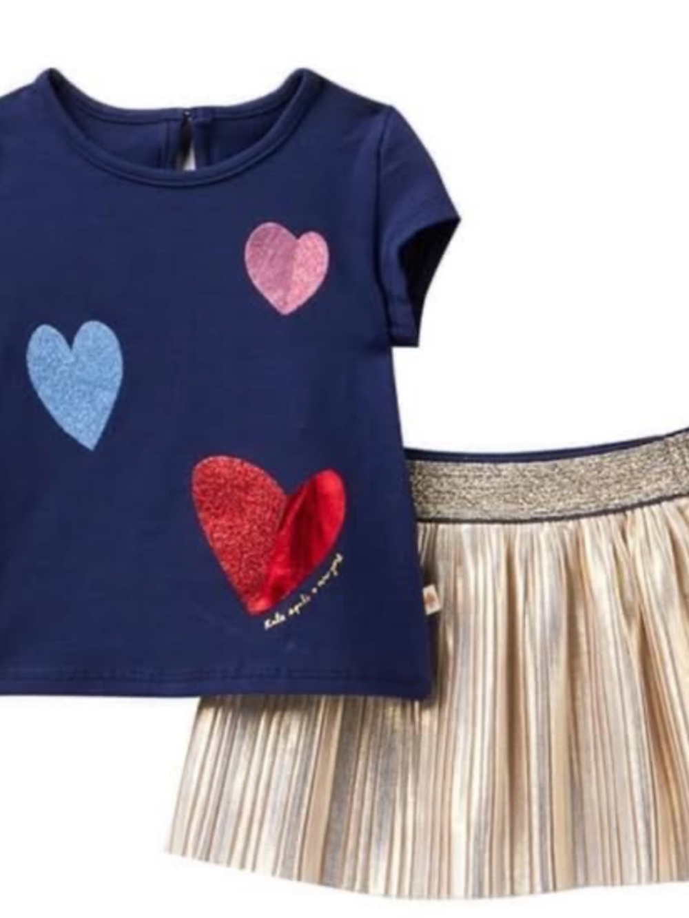 navy blue Kate Spade New York baby girl 12M matching set metallic skirt